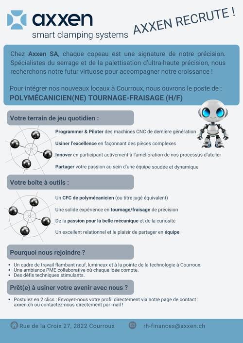 Postulation Polymécanicien(ne) tournage-fraisage
